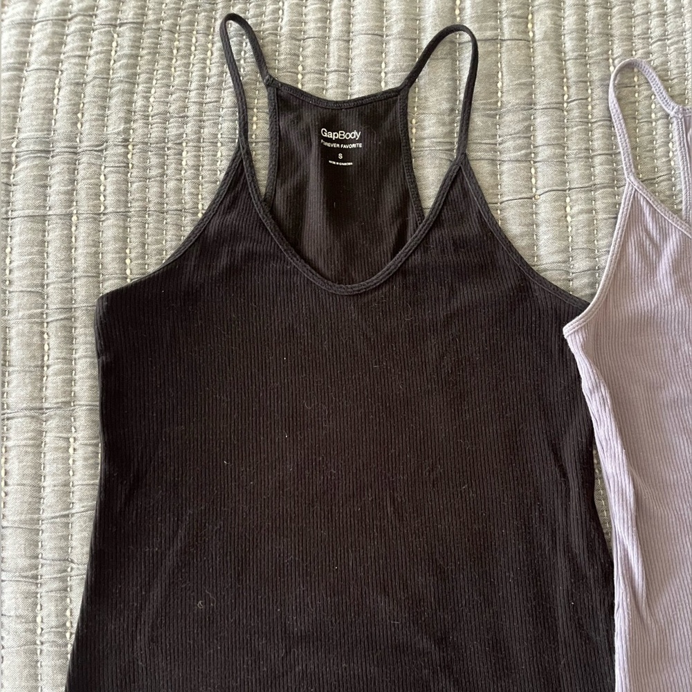Bundle of 2 GAP Body Forever Favorite Ribbed V Neck Racerback Tanks